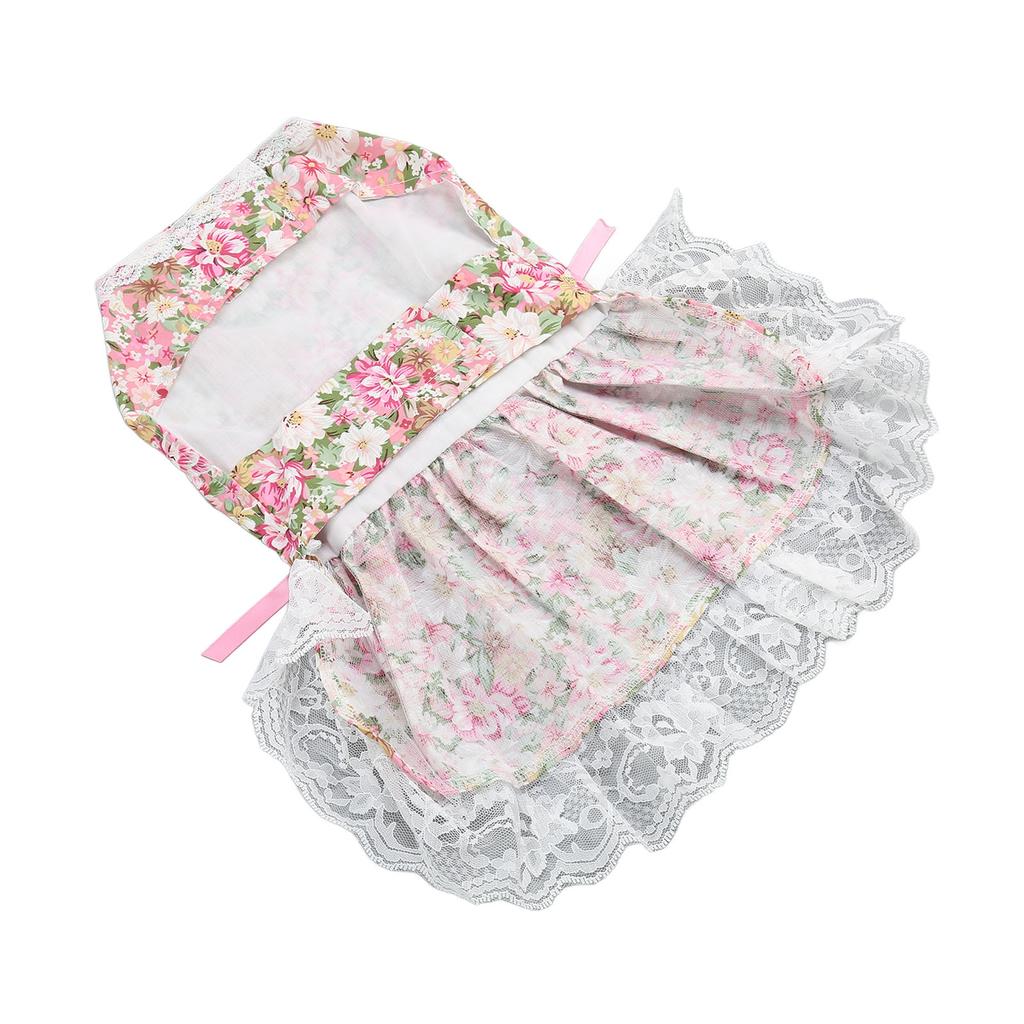Dog Dress Soft Breathable Cute Stylish Floral Puppy Dress with Bowknot for Daily Wedding Birthday