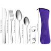 Amazon Hot Selling Stainless Steel Knife, Fork, Spoon Set 5pcs Bone Pack Outdoor Travel Knife, Fork Set Portable Tableware