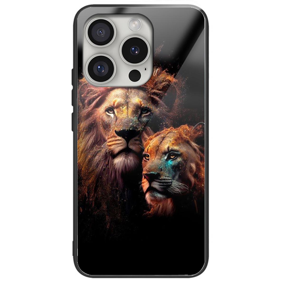 

For iPhone 16 Pro Case Tempered Glass TPU Drop-Proof Phone Cover Pattern Printing Style L