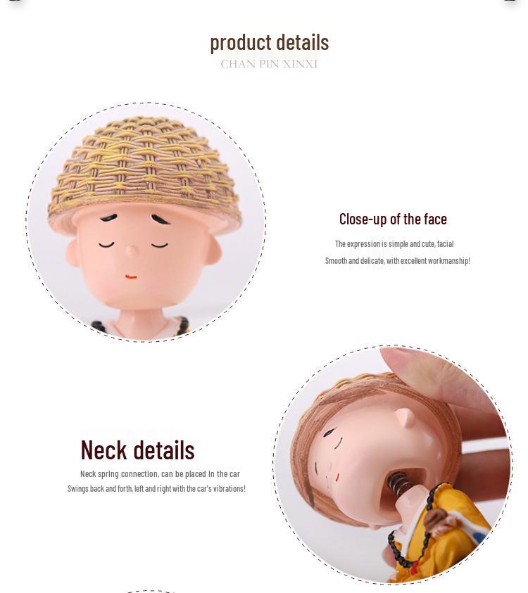 Solar-Powered Monk Car Perfume Shaking Head Cartoon Ornament