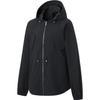 Comfortable Casual Solid Color Simple Hooded Zipper Loose Windbreaker Women Outerwear Black AFDU084-2