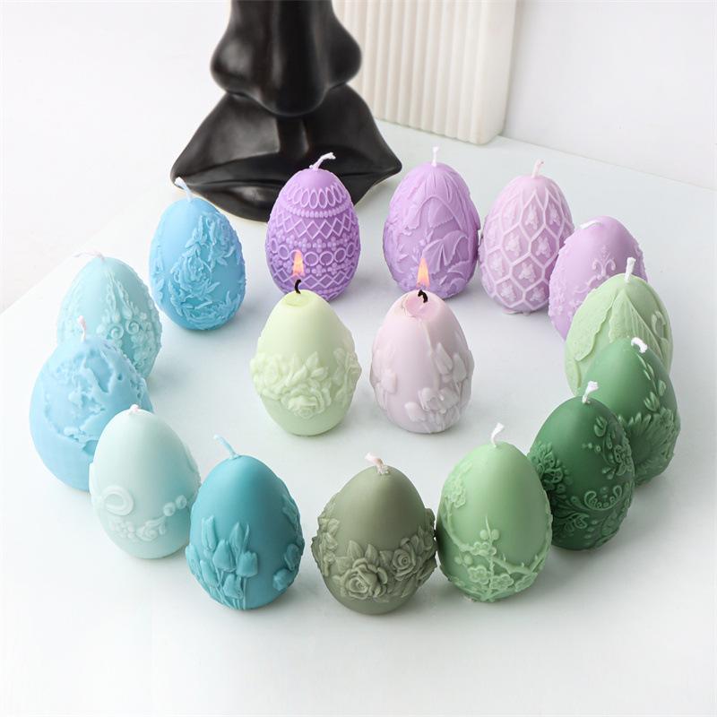 Carved Egg Silicone Candle Mold for DIY Aromatherapy Candle Plaster Ornaments Soap Epoxy Resin Mould Handicrafts Making Tool