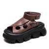 2025 Summer New Retro Sponge Heel Sandals for Women, Casual and Fashionable Roman Women's Sandals with Hollowed-out Designs