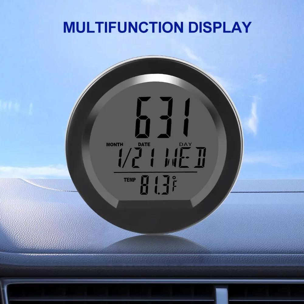 2 In 1 Solar Car Clocks Dashboard Thermometer Automotive Electronic Watch Led Digital DisplayTime with Back Luminous Car Accessories