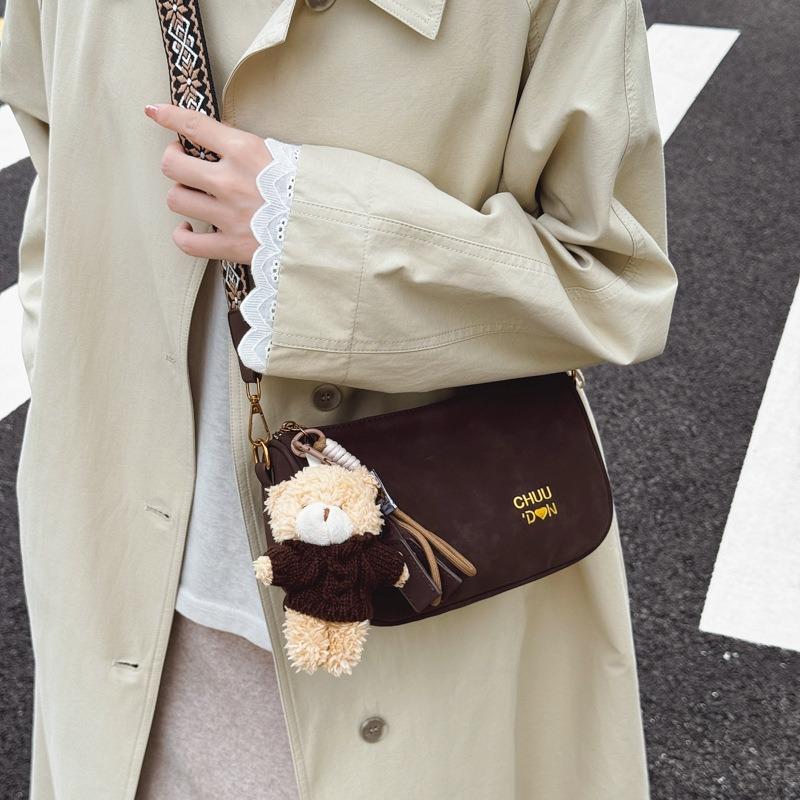 Premium bag women's new autumn and winter retro fashion shoulder bag exquisite wide shoulder strap messenger bag