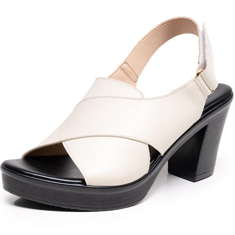 Fashion GKTINOO Women's Sandals Soft Leather Platform Sandal 2025 Summer Thick Sole High Heels Ladies Sandal Summer Shoes For Women