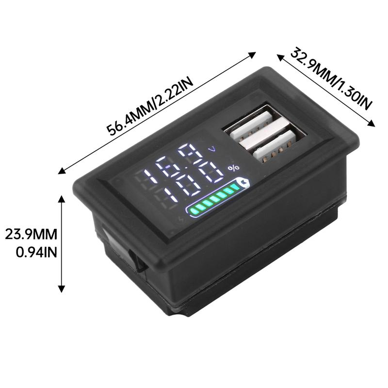 ZFX-3079 Acid Battery lithium DC 9~24V Universal LED Dual Digital Display Power Indicator Dual Interface Voltmeter USB Type-C
