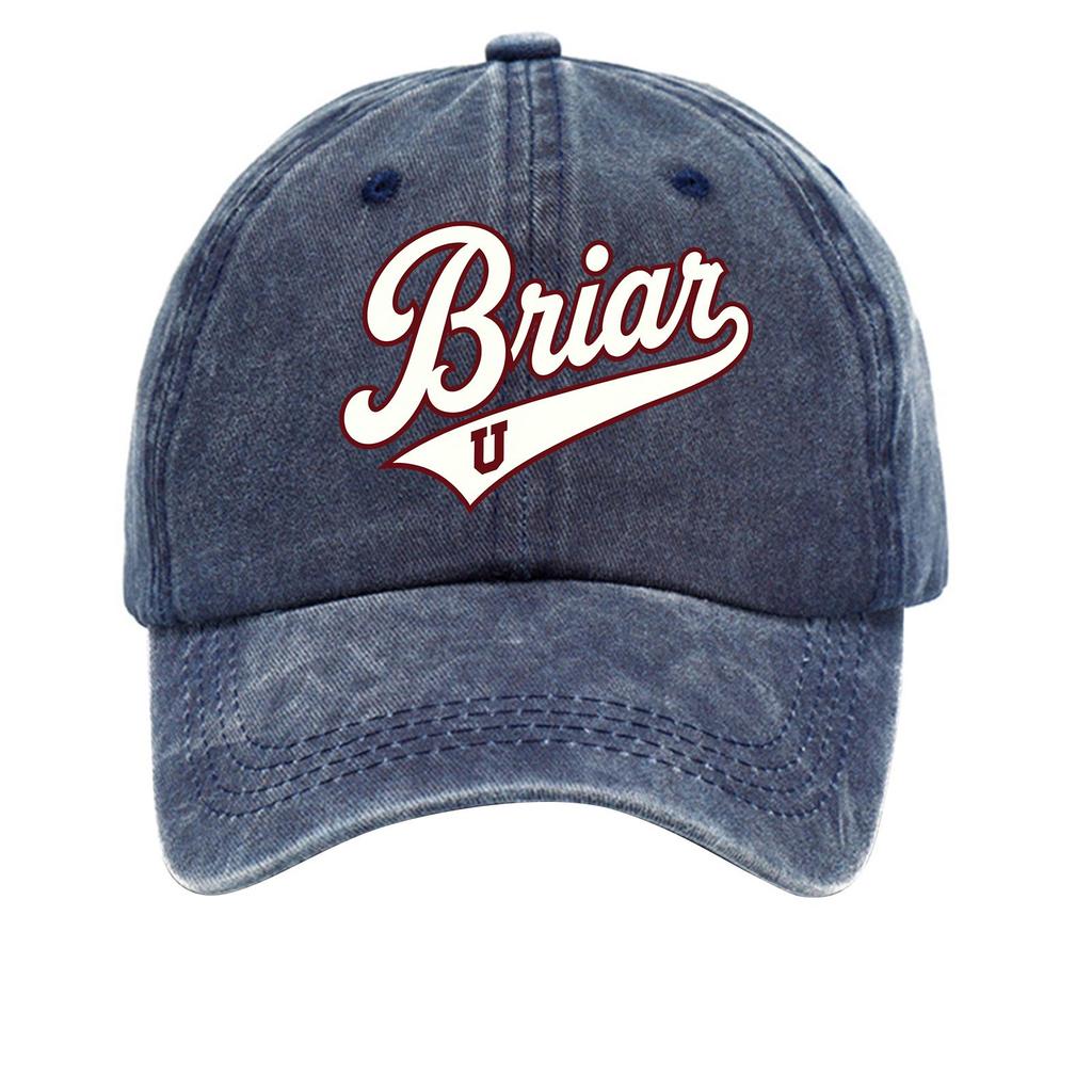 Washed Cotton Baseball Cap Vintage Style Soft Top Denim Hat Adjustable Strap Back Briar U Embroidered Logo Casual Outdoor Headwear