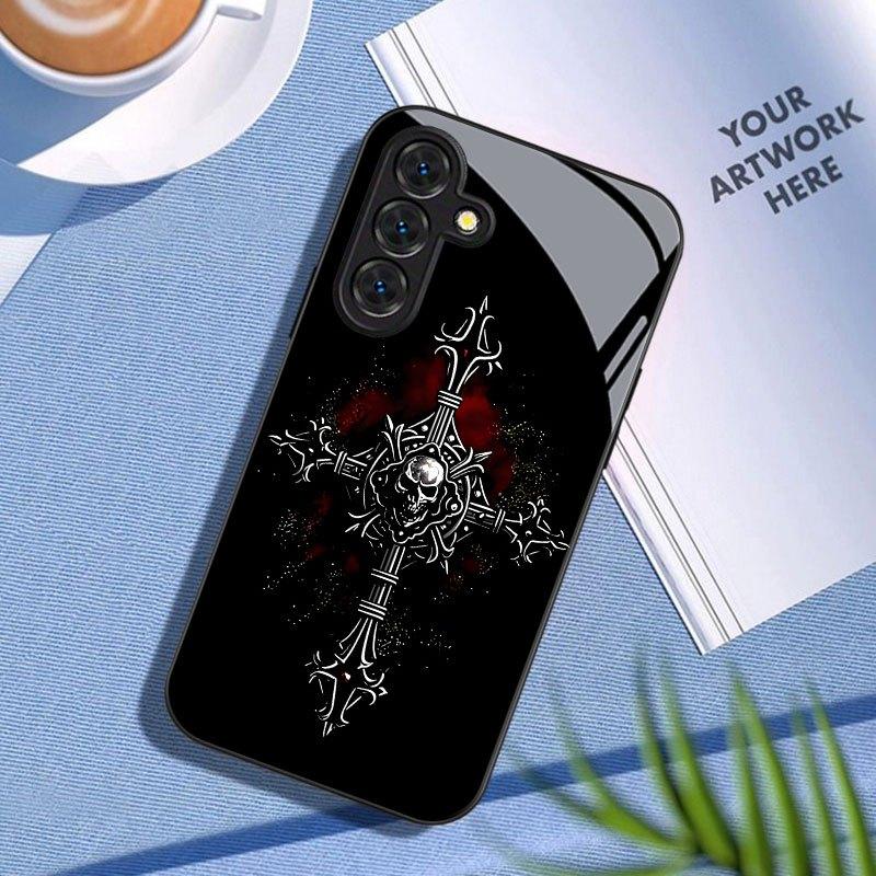 Gothic stijl schedel glazen telefoonhoes geschikt voor Samsung Galaxy S26 S25 S24 S23 S22 S20 FE/Ultra/Plus stofdicht en schokbestendig