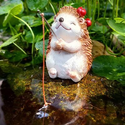 Angeln Igel Figur Harz Igel Sammlerstück Ornament Miniatur Angler Igel Statue für Fischbecken Aquarium