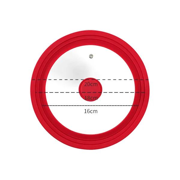 

Красная силиконовая кромка Многофункциональная крышка для кастрюли из закаленного стекла Универсальная крышка для предотвращения перелива Кухонная утварь Детали для посуды