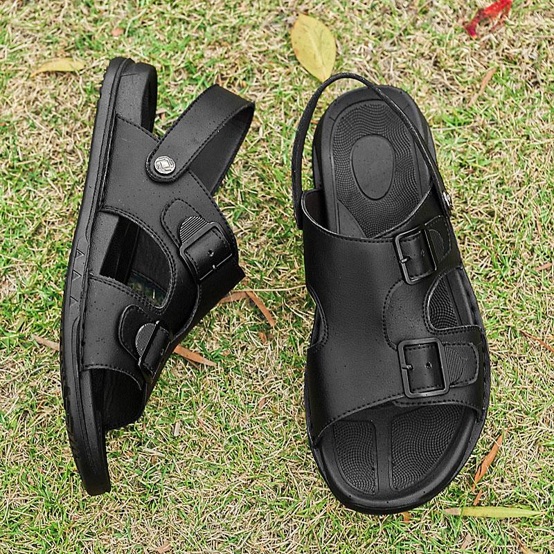 Fashion Luxury Brand Summer Comfort Sandals Men's Outdoor Casual Dual-purpose Slippers Genuine Leather Non-slip Breathable Beach Sandals
