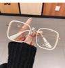 New Fashion Square Reading Anti Blue Light Glasses Women Brand Designer White Female Eyeglasses Metal Frame Transparent Glasses