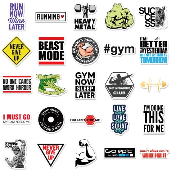 50Pcs/Bag Motivational Stickers Adorable Appearance Ornamental Anti-fade Convenient Inspirational Cup Vinyl Stickers Gym Decor