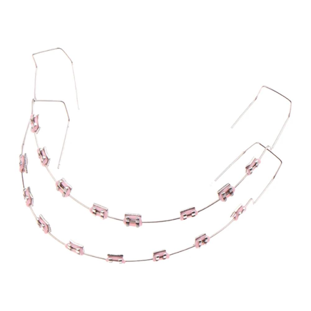 1 Pair Temporary Tooth Decoration Dental Fake Braces with Metal Wires & Bracket Dental Metal Bracket Dental Tool for Tooth Decor