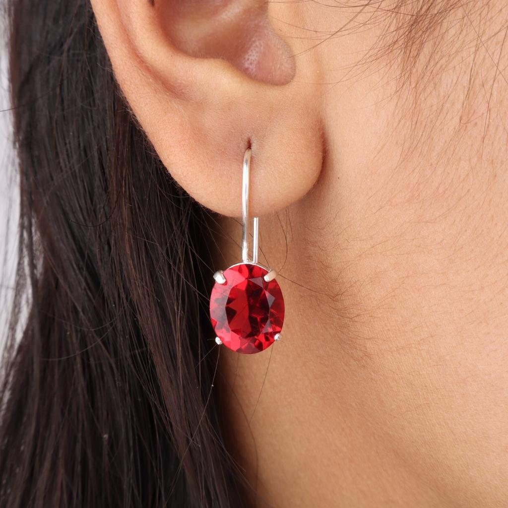 Pink Rubellite Gemstone 925 Sterling Silver Gift Jewelry Handmade Earrings 1.05" EE-173-2