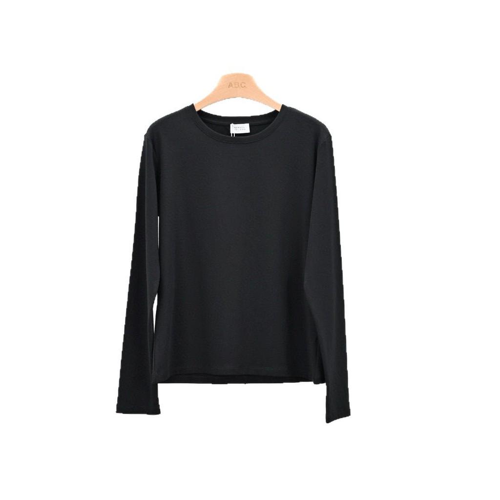 Warren Hailong Casual Black & White Cotton Round Neck Stretch Long Sleeve Base Layer Tee LST033