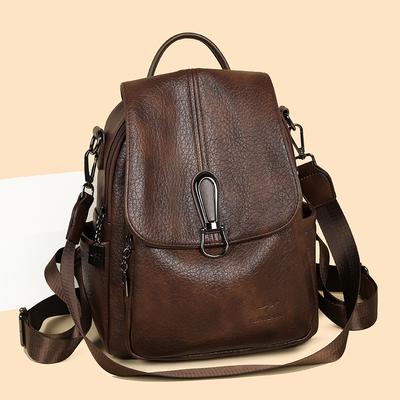 Zaino Vintage da Donna Zaino in PU Grande Capacità Borsa a Spalla Multifunzionale