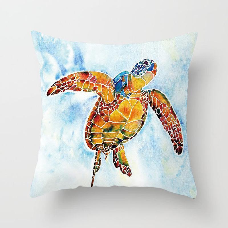 Retro Mediterranean Ocean Digital Print Peach Skin Pillow Cover Cushion Cover Wish Home Products Cushion Cover