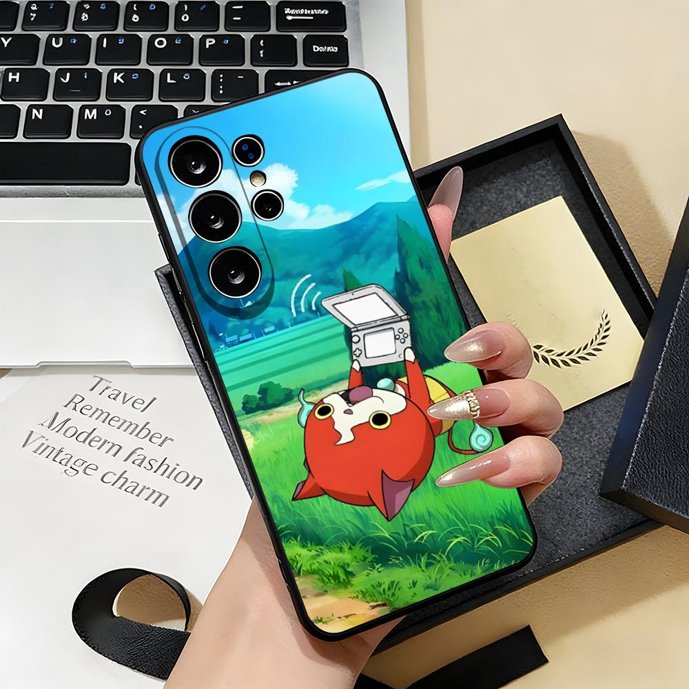 Komasan Buchinyan Y-Yo Kai W-Watch Phone Case For Samsung S26 S25 S24 FE S23 S22 S21 Plus S20 Ultra Note20Ultra Black Soft Shell