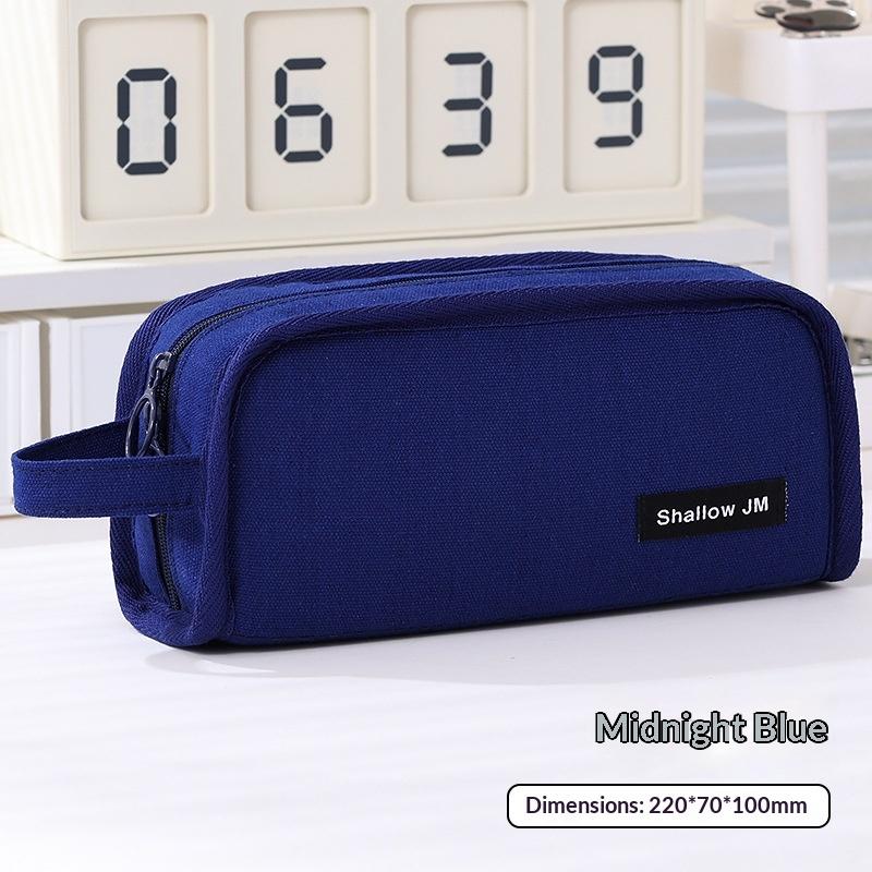 Large Capacity Pencil Case, Korean Style, Multi-functional Stationery Box, Children's Canvas, Simple and High-value.