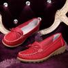 Women Genuine Leather Ballet Flats Elastic Soft Casual Walking Shoes Flat Pumps Comfortable Driving Shoes Mother Shoes