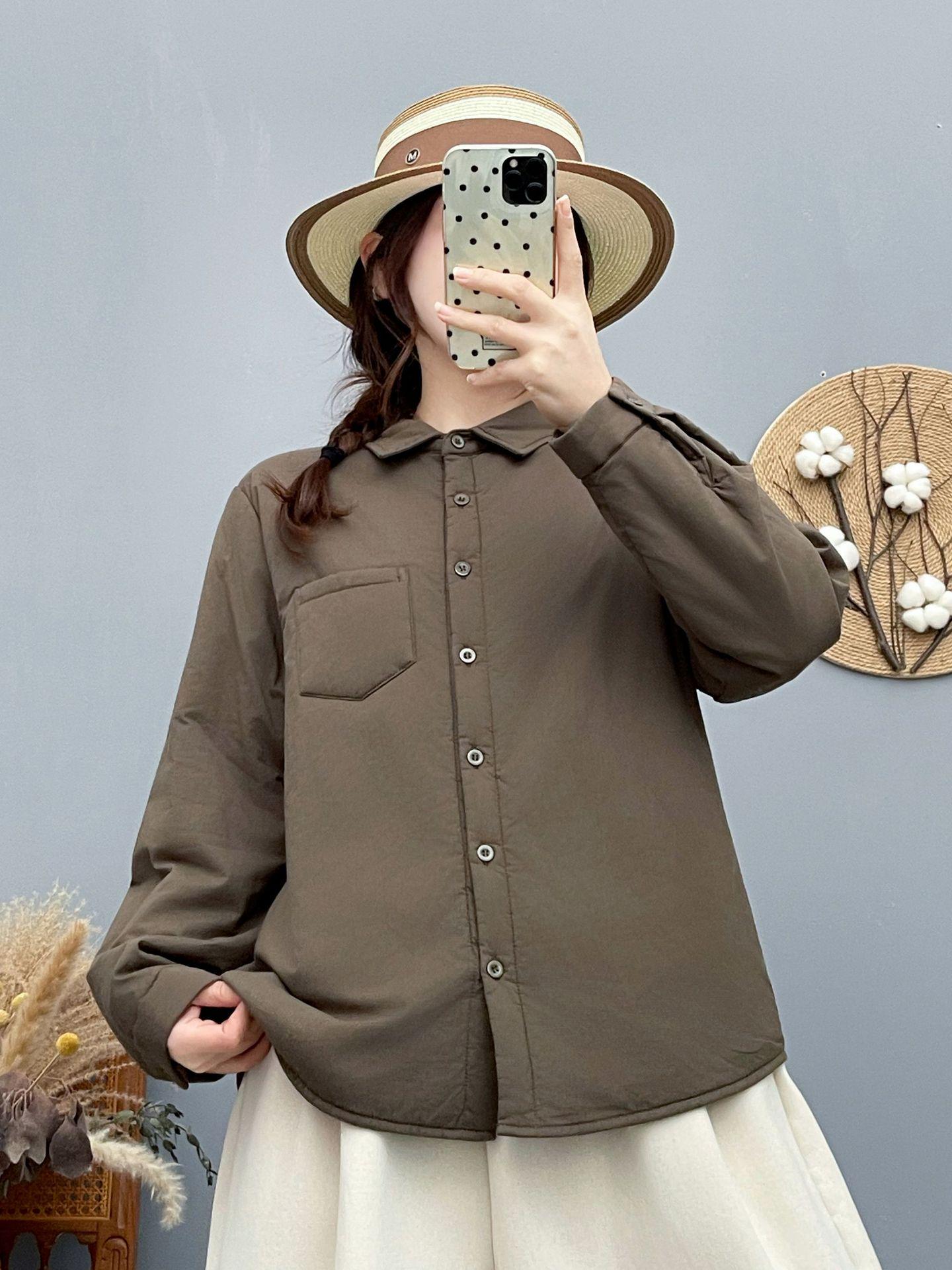 Women s Lightweight Quilted Cotton-Padded Shirt Jacket - Versatile, Slimming Style Large кофейный