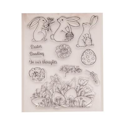 Silikonowe pieczątki przezroczyste Królik Wielkanocny Jajka Pieczątki Uszczelniające DIY Scrapbooking Rzemiosło Tworzenie kartek Wytłoczenia Dziennik fotograficzny Album