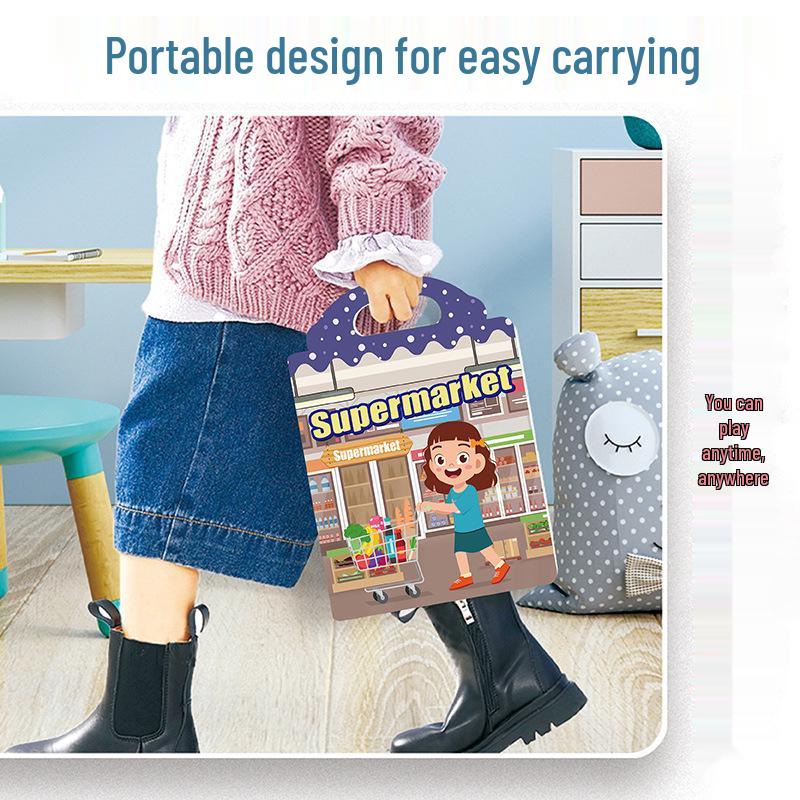 Children's Interactive Sticker Book: Creative Scene Handbag with Jelly Stickers and Cognitive Puzzles