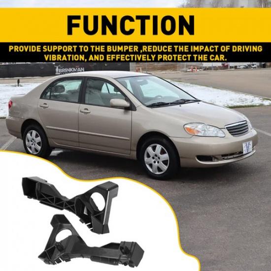 2PCS Black Bumper Front Brackets for Support 2003-2008 Toyota LH+RH Corolla Set
