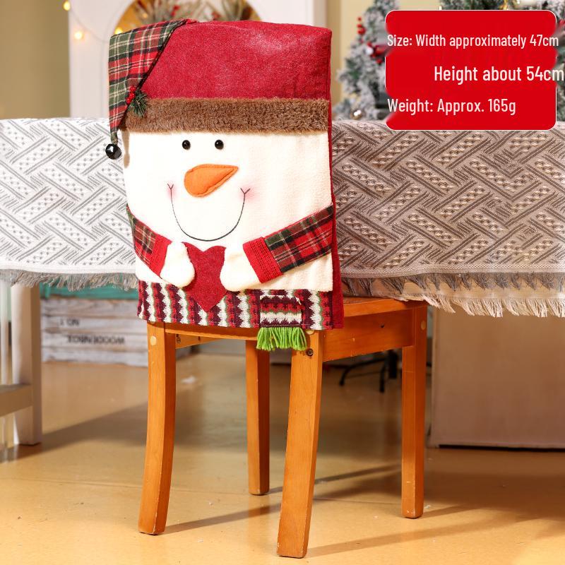 Cartoon Christmas Chair Covers: Santa, Snowman, Reindeer - Perfect for Home, Dining, Hotel, and Restaurant Decor