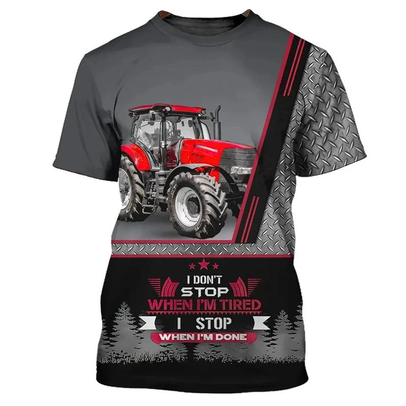 Farm Tractor Graphic T Shirt For Men Truck 3D Printed T-Shirts Casual Round Neck Tops Loose Short Sleeve Oversized Unisex Tees