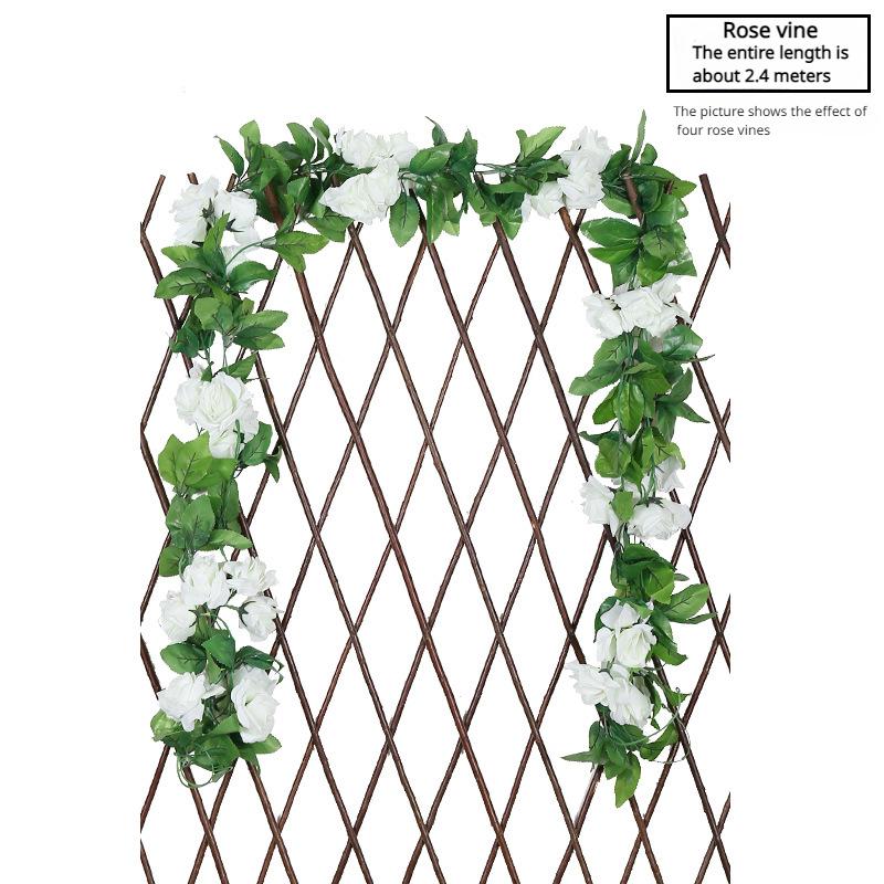 Silk Artificial Rose Vine Hanging Flowers for Wall, Rattan Fake Plants Leaves Garland, Wedding Home Garden Arch Decoration