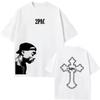 Rapper Tupac 2pac Graphic Print T-shirt Men Women Hip Hop Fashion Oversized Streetwear Male Vintage Soft Cotton T Shirts Tops 3