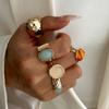 5pcs/7pcs Irregular Chunky Smooth Rings Vintage Retro Metal Ring  Matchable Jewelry