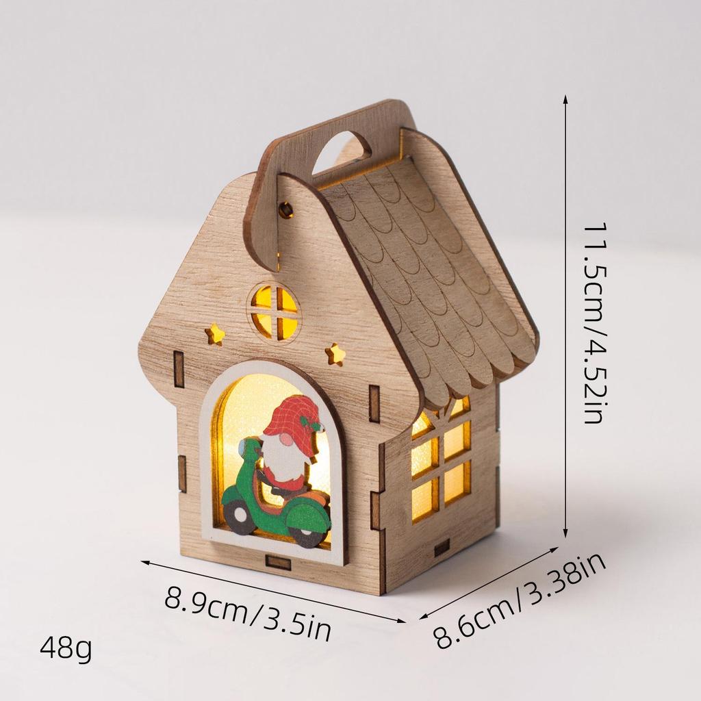 Christmas Luminous Wooden Cabin Ornament - Small House Tree Decoration