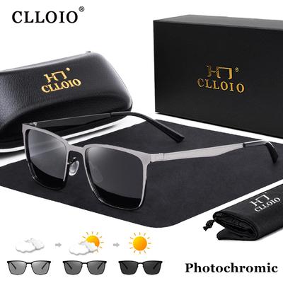 CLLOIO Quadratische photochrome polarisierte Sonnenbrille für Männer und Frauen, Mode, Reisen, Autofahren, blendfreie Sonnenbrille, männlich, Oculos de Sol