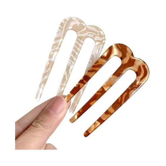2pcs Hair Comb Set, Elegant Hair Stick for Updos, Bun, French Twist, Simple & Stylish Hair Accessories for Women, Acrylic Material, Smooth Surface,
