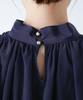 Nano Universe Shoulder Gathered Bowtie Size Blouse, S, Off-White