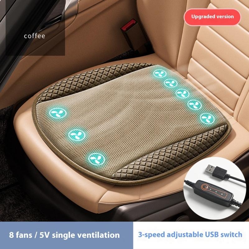 Ventilated Auto Cushions with 8 High Speed Fans & Breathable 3D Mesh Multiple Surfaces Cooling Pad for Summer Driving Comfort