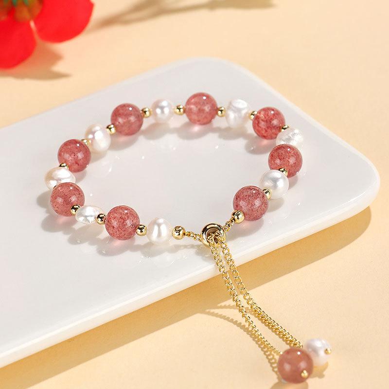 New Freshwater Pearl Beaded Crystal Bracelet Lavender Green Hair Crystal Bracelet Jewelry Wholesale