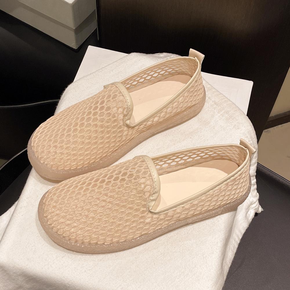 Модная сетчатая обувь женская дышащая летняя новая легкая мягкая подошва слипоны туфли-бобы PU стелька сетка улучшенная 35 хаки 2689₽