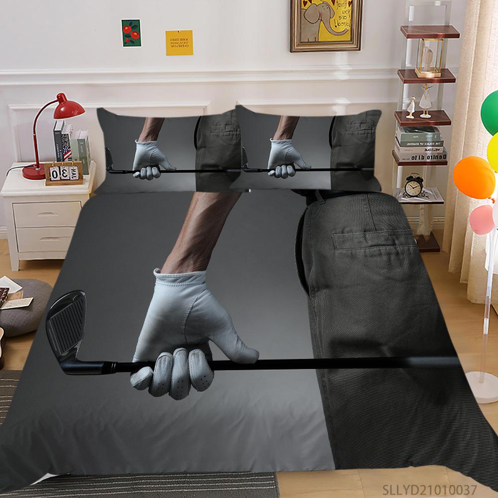 Shopify Polyester Bedding Three-Piece Golf Series Digital Printing