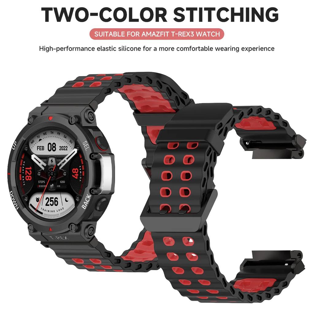 Two-Tone Sports Silicone Strap For Amazfit T-Rex 3/2/ultra Marine Band Correa For Huami Amazfit T-Rex Pro Smartwatch Watchband
