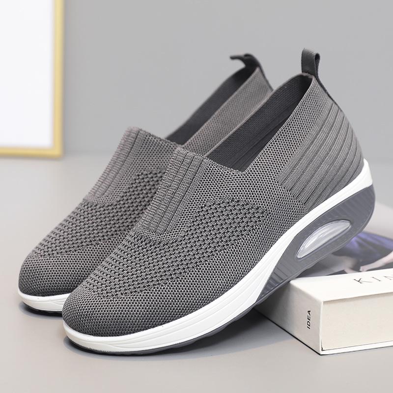 Женские кроссовки Flyknit на толстой подошве, Осень 2026 - Увеличивающие рост, Повседневная белая спортивная обувь