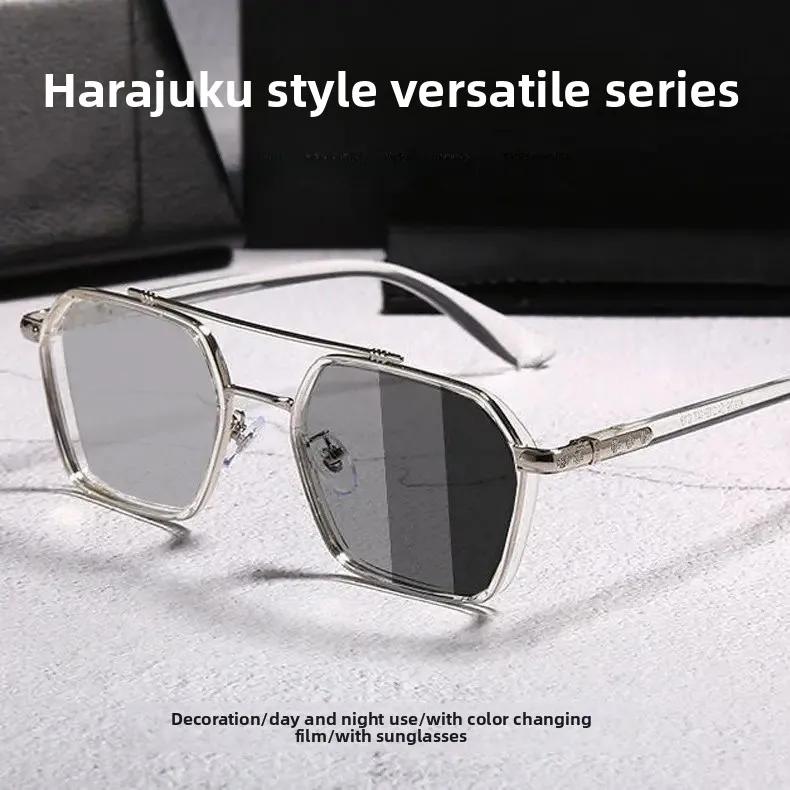 

Photochromic Polarized Sunglasses Double Bridge Driving Men Women Sun Glasses Uv400 Protection Fashionable Eyewear Resin Lens Photochromic