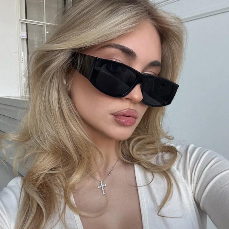 Protective Glasses 2pcs Fashion Large Frame Square Sunglasses Trendy Personality Sun Glasses Simple Design Eyewear Female
