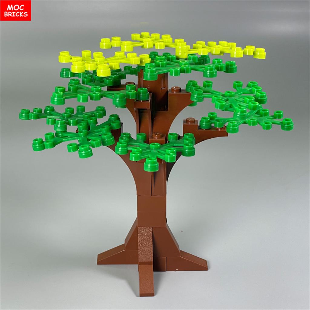 MOC Bricks Green Tree Series Construction Building Blocks Plant City Garden Street Lake View Park Jungle Christmas Toys For Kids