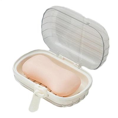 Travel Soap Box Leakproof Zipper Soap Holder Travel Case Double-Layer With Leakproof Lid Loofah Storage Dish Leakproof Zipper