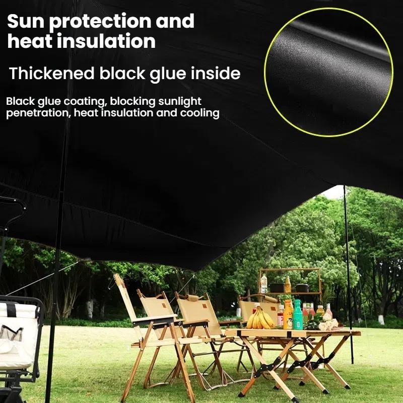 Schwarzes 8-eckiges Camping-Tarp – Wasserdichter Sonnenschutz, 99% UV-Schutz für Strand, Picknick & Outdoor-Abenteuer
